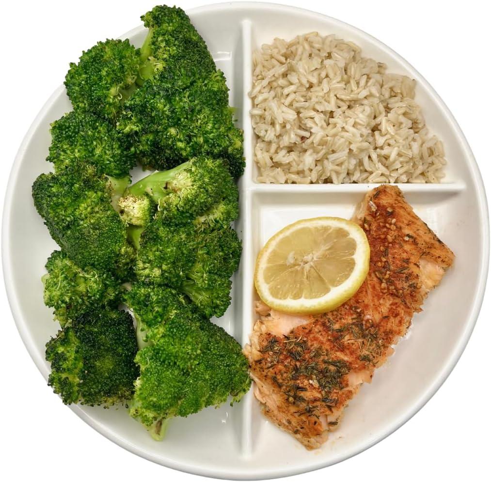 Divided Porcelain Plate 9-Inch Portion Control Plate for Balanced Eating Microwave & Dishwasher Safe, White