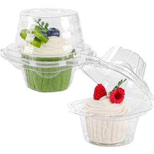 NPLUX 60 Pack Individual Cupcake Containers Plastic Cupcake Boxes Cupcake Holders Stackable Deep Dome Cupcake Carrier