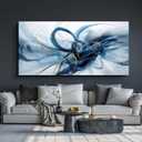 XLSJERST Extra Large Canvas Wall Art - Modern Abstract Abstract Wall Art for Living Room Wall Decor Blue and White Picture Artwork for Living Room Office Bedroom Home Decoration, 30x60 inches