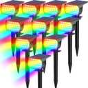 Tadyreal Solar Color Changing Spot Lights Outdoor Waterproof Colored RGB Solar Powered Landscape Lights for Yard 7 Lighting Modes Multicolor Solar Spotlights for Pathway Garden Outside (10 Pack)