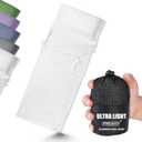 Frelaxy Ultralight Sleeping Bag Liner - Lighter & Compact, 3 Sizes Travel Sheets & Adult Sleep Sack, Comfy Breathable & Cooling & Silky Soft, Quick-Drying, for Backpacking, Hotel, Camping, Hostels (27.5in x 84.6", White)