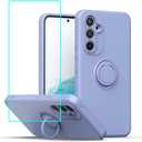 Compatible with Gabb Phone 4 Pro Phone Case with Screen Protector,for Samsung Galaxy A15 Case Ring Kickstand Slim Soft Silicone with Full Camera Protection Shockproof Cover for Bark Phone A15 Purple