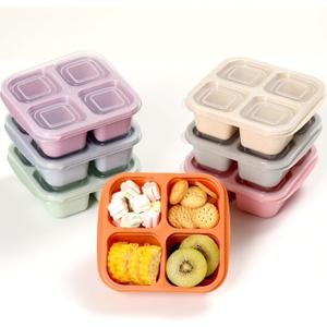 7 Pack Meal Prep Containers, 4 Compartment Bento Snack Boxes, Reusable Divided Lunch Box Containers for Adults, Kids, Toddlers, Travel, Work, School