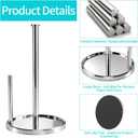 Paper Towel Holder Countertop, Standing Paper Roll Holder with Anti Slip Weighted Base, Stainless Steel Freestanding Paper Towel Holder for Kitchen, Chrome