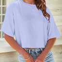 Womens Workout Cropped T Shirts Short Sleeve Drop Shoulder Tees Round Neck Loose Fit Basic Solid Crop Tops (Black, XXL)