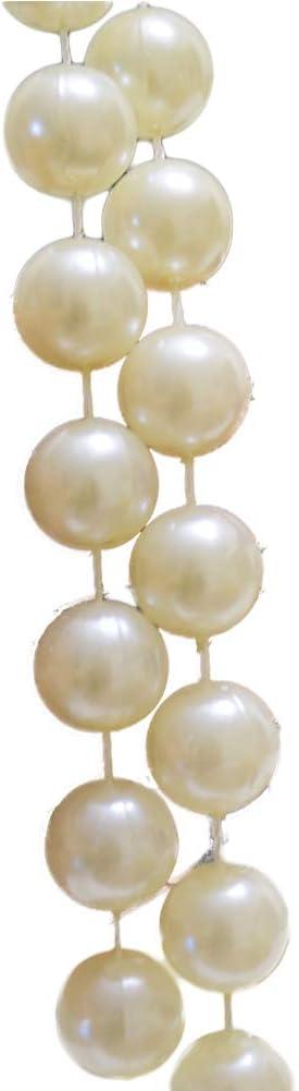 Xmada Pearl Strands, 14 mm Large Pearls Garland Faux Crystal Beads Garland Spool Roll for Crafts,Wedding Decorations,Christmas Tree Decorations (Ivory)