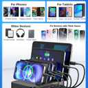 MSTJRY Charging Station for Multiple Devices : 6 Port USB Charger Stations - Family Multi-Device Organizer Charging Dock - Designed for iPhone iPad Android Cell Phone Tablet and Electronic, Black