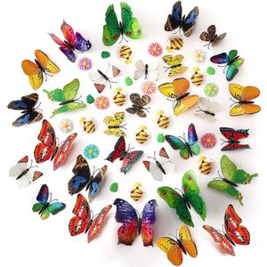 50 Pieces Refrigerator Magnets Butterfly Fridge Magnets Daisy Flower Fridge Stickers Green Leaf Refrigerator Stickers Decorative Bee Magnets Colorful Magnetic Decors for Refrigerator Cabinet Decors