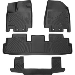 Powerty Floor Mats for 2022-2025 2026 Nissan Pathfinder 7 Seats All Weather 3D TPE Anti-Slip Car Liners for 1st & 2nd & 3rd Row Accessories