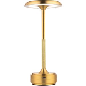 Cordless Portable LED Table Lamp Rechargeable Battery Operated Desk Lamp with Touch Sensor Three-Level Dimmable Suitable for Home Office Bedroom Hotel Room Restaurant Outdoor (Gold)
