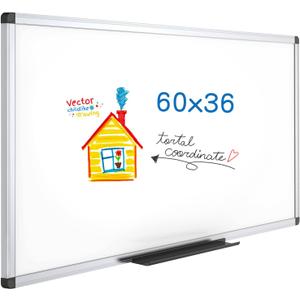 VIZ-PRO Dry Erase Board/Magnetic Whiteboard, 60 x 36 Inches, Large Wall Mounted Board for School Office and Home 5' x 3'