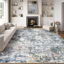 8x10 Washable Area Rug - Modern Abstract Distressed Vintage Carpet with Non-Slip Backing, Stain Resistant & Non-Shedding for Living Room Bedroom, Dining Table, Home Office(Multi-Color, 8'x10')