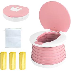 Travel Potty for Toddler, Portable and Foldable Toilet, Apply to Seat Emergency Toilet for Car, Camping, Outdoor, Indoor (pink, small)