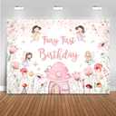 Mocsicka Fairy First Birthday Backdrop for Girl Pink Flowers Our Little Fairy is Turning One Photography Background Spring Magical Princess Fairy Birthday Party Decorations (Pink, 7x5ft(82''x60''))