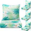 Hoteam 4 Set Outdoor Chair Patio Cushions 20 x 20 Inch Deep Seat Waterproof Chair Cushions for Patio Furniture Set Replacement Removable Seat and Back (Palm)