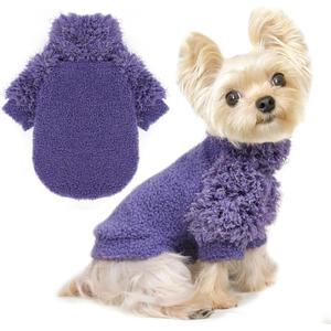 Dog Sweater for Small Dogs Girl Boy Puppy Clothes Turtleneck Dog Pullover XXS Chihuahua Sweatshirt Dog Coats for Small Dogs Cat Sweater (Medium (Chest 17in ), Purple)