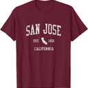 San Jose California T-Shirt Vintage Sports Design SJ CA Tee T-Shirt (L)