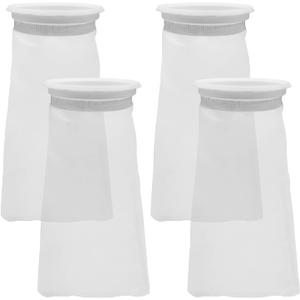 4 Pack 4 Inch Aquarium Filter Bags, Nylon Mesh Filter Socks, 100 Micron Felt Filtration, 4 Inch Ring by 10 Inch Long