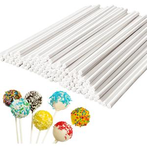 100 Pcs 6-Inch White Lollipop Sticks,Lollipop Paper Treat Stick,Paper Sucker Sticks for Cupcake Toppers,Homemade Candy,Chocolate,Dessert(Dia 3.5mm)