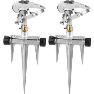 Landhoow 2 Pcs Lawn Sprinkler Heavy Duty Adjustable Pulsating Water Sprinkler Head with Spike Base Adjustable Spraying Area and Distance for Large Area Garden Lawn Yard Irrigation