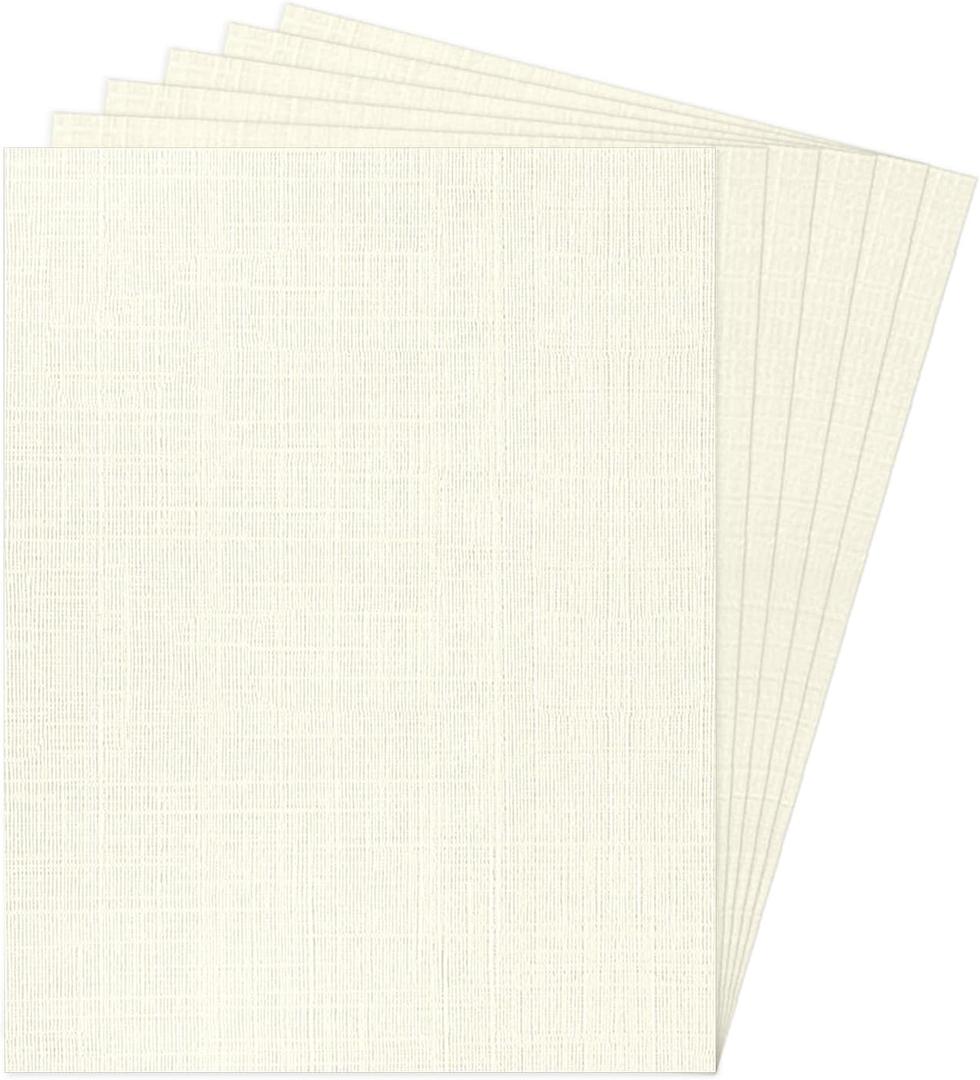 8.5 x 11 Ivory Linen Paper Textured Cardstock, Goefun 100lb Light Cream Thick Paper, Linen Textured Cardstock 100 Pack for Printing, Resume, Invitations, Artworks and Crafting