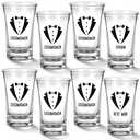 Ferrochef 8 Pcs Groomsmen Proposal Gift Acrylic Party Shot Glasses 1.2 oz Clear Black Tuxedo Design Groomsmen Shot Glass Proposal Gifts for Wedding Groom Team Party Favor Ideas Bestman