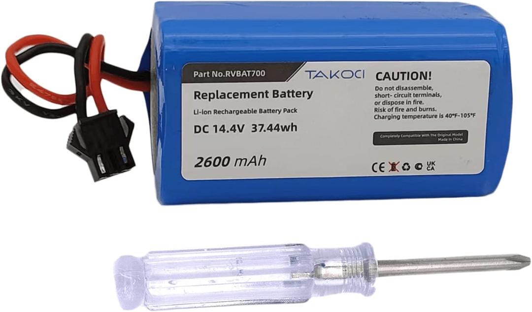 Shark Battery RVBAT700 Replacement Battery for Shark ION Robot RV720,RV750, RV700,RV755 Vacuum Cleaners (Attention: 3-Prongs Connector)