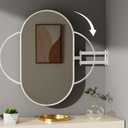 32" x 20" White Oval Wall Mirror, Capsule Extendable Swivel Mirror Bathroom Vanity Makeup Mirror, 360 Rotation Mirror Folding Extendable Arm Vanity Mirrors for Wall Shower Shaving Mirror