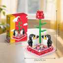 Rose Valentines Flower Building Blocks Set, 281+PCS Red Bouquet Flowers Mini Penguin Blocks Kit Birthday Gifts for Adult Women Teens Indoor Home Office Valentine's Day Decor