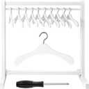 Civaner 11 Pcs Doll Garment Rack with Wooden Clothes Hanger for 18 Inch Girl Doll Clothes Mini Hangers Wardrobe Furniture Accessories for Dollhouse Baby Shower Supplies (White)