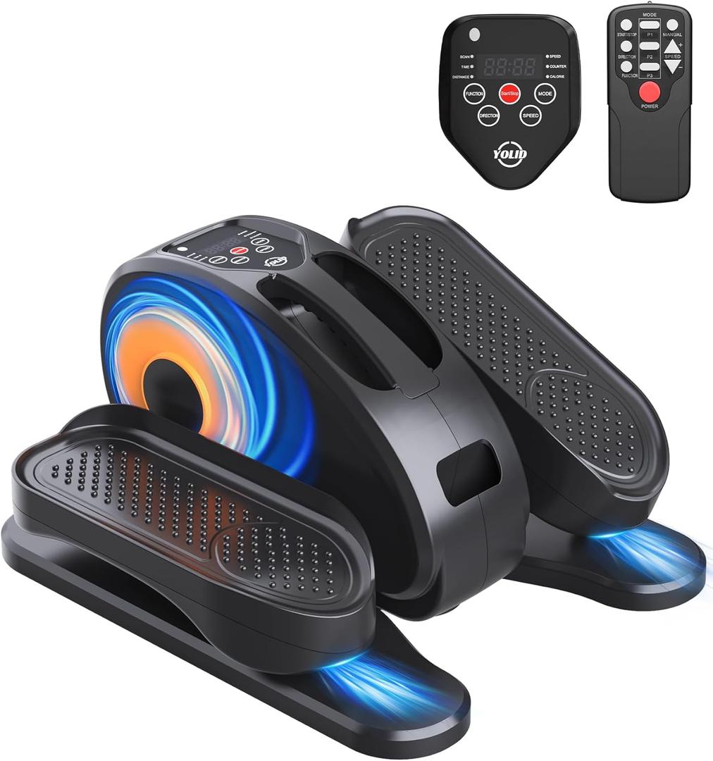 Under Desk Elliptical Machine, Ellipse Leg Exerciser for Seniors - Portable Seated Pedal Exerciser with 12 Adjustable Speeds & Remote Control, Quiet & Compact for Home Office Use