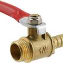 Ball Valve Shut Off Switch 1/4" Male Thread x M8 Hose Barb Pipe Tubing Fitting for Air Gas Fuel -5pcs