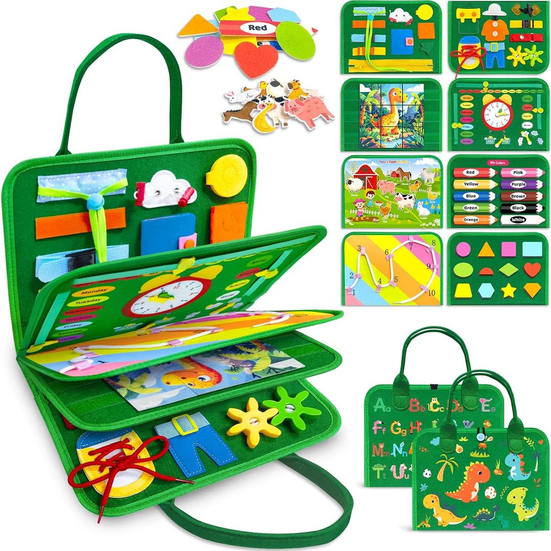 Gojmzo Busy Board Montessori Toys for Toddler Year Old Boy Girl Birthday Gifts, Busy Book Sensory Toys for Toddlers, Learning Educational Toddler Travel Activities