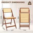 Rattan Dining Chairs Walnut Natural Resin Rattan Chair Foldable 2 Pack