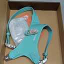 Magnetic Buckle Dog Leather Harness with 4 FT Leash | Anti-Wrinkle & Anti-Bite Leather | Ultra-Soft & Skin-Friendly | 450LB Escape-Proof Magease Buckle - Easy On/Off (Light Blue, Large)