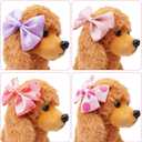 50PCS/25Paris Big Dog Hair Bows with Rubber Band Random Mix Pattern for Large XL Breed Pink Purple Bowknot Topknot Girl Female Grooming Hair AccessoriesRandom