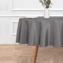 sancua Round Tablecloth - 48 Inch - Water Resistant Spill Proof Washable Polyester Table Cloth Decorative Fabric Table Cover for Dining Tables, Buffet Parties and Camping, Light Grey