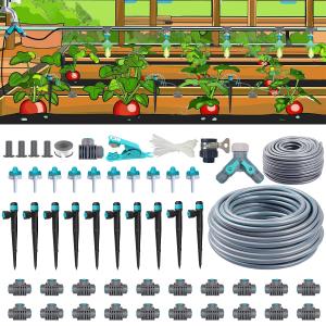 Drip Irrigation Kit, Garden Watering System with Quick Connectors,97FT Automatic Irrigation System with 12mm 6mm Irrigation Tubing Hose, Misting Watering System for Outdoor Plants