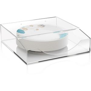 8/9/10 Inch Paper Plate Dispenser, Sturdy 4mm Acrylic Paper Plate Holder Under Cabinet, Convenient Wall Mounted Paper Plate Organizer Dispenser for Kitchen Countertop or Outdoor Use, Transparent
