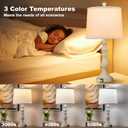 23'' Farmhouse Table Lamps for Living Room Set of 2 with USB C+A Ports, Retro Bedside Lamp for Bedroom, Office, Dining Room, Knob Switch, 3 Color Temperatures, Bulb Included, Beige