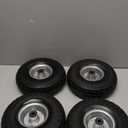 AR-PRO (4-Pack) 10-Inch Solid Rubber Tire Wheels - Replacement 4.10/3.50-4" Flat Free Tire with 5/8" Bearings, 2.2" Offset Hub - Perfect for Lawn Garden Cart, Hand Truck, Wheelbarrow, Utility Cart (Silver)