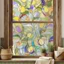 3D Stained Glass Window Film, Decorative Window Privacy Film for Bathroom,Front Door,Home, Sun Blocking Heat Control,Static Cling, Moonlight Tulip, 23.6inch x 35.4inch
