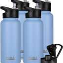 HASLE OUTFITTERS 32 oz Insulated Water Bottle Stainless Steel Double Walled Vacuum Sports Water Bottle with 2 Lids (Straw and Spout Lid) for Gym Camping Hiking(Blue,4)