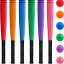 Seenelling 6 Set 21" Foam Baseball Bat Set Including 6 Bats and 6 PE Equipment for Elementary School Foam Baseball Bat for Safety Play