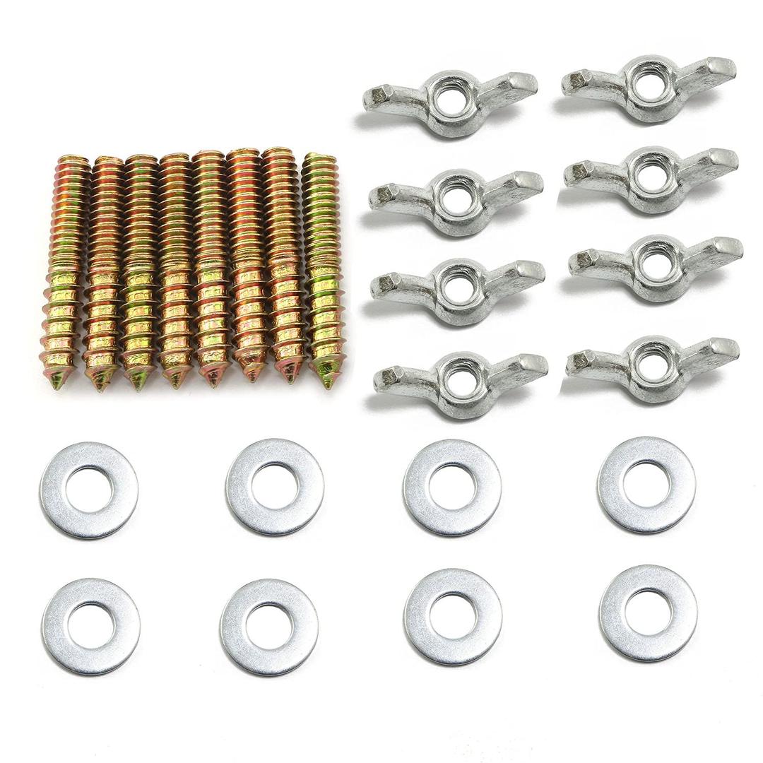 Hanger Bolt 8PCS 1/4x1-1/2inch Double Headed Screws with 1/4-20 Wing Nuts and 1/4inch Flat Washers Self Tapping Fixed Screws for Pet Furniture, Household Furniture