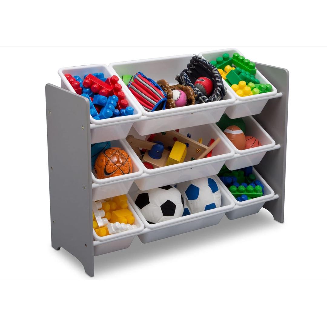 Delta Children MySize 9 Bin Plastic Toy Organizer - Greenguard Gold Certified, Grey