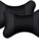 2 Pack Car Headrest Pillow PU Leather Car Neck Pillow for Driving Seat Breathable Automotive Neck Support Adjustable Cute Auto Neck Pillow Neck Shoulder Pain Relief for Travel(Black)