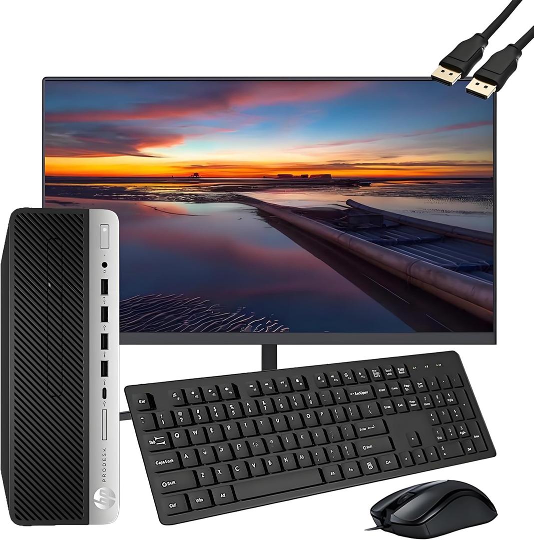 HP ProDesk 600 G3 SFF Desktop Computer with 21.5" FHD Monitor, Intel Quad Core i5-6500, 16GB DDR4, 256GB SSD, DisplayPort, Keyboard & Mouse, WiFi, BT, Windows 11 Pro, Black