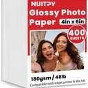 400 Sheets Glossy Photo Paper, 4in x 6in Inkjet Photo Printer Paper, Picture Paper for Photos, Calendars, Brochures, Cards, Menus(180gsm / 48lb)