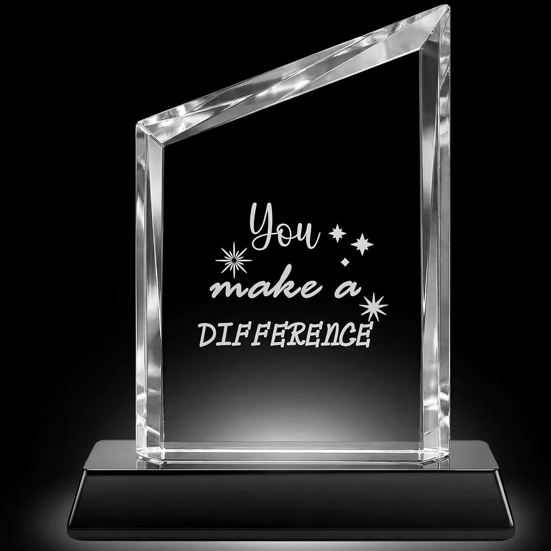 Wesiti Employee Appreciation Thank You Trophy 6" You Make a Difference Recognition Crystal Trophy Award Administrative Professionals Day Gifts for Social Work Month Teacher Colleague Student Nurses